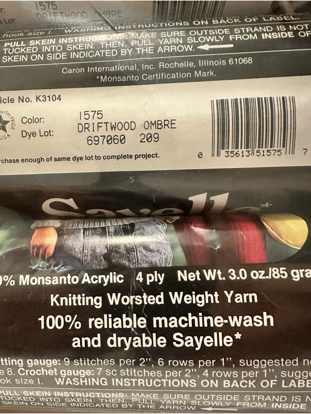 Caron Sayelle 4-Ply Yarn Driftwood Ombre Vintage Lot of 6 Skeins 2 Different Lot